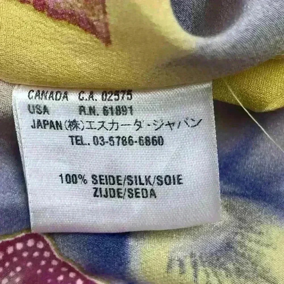 Escada Floral Print Multicolor Yellow Women’s Medium 40 Sleeveless Silk Blouse - Picture 6 of 7